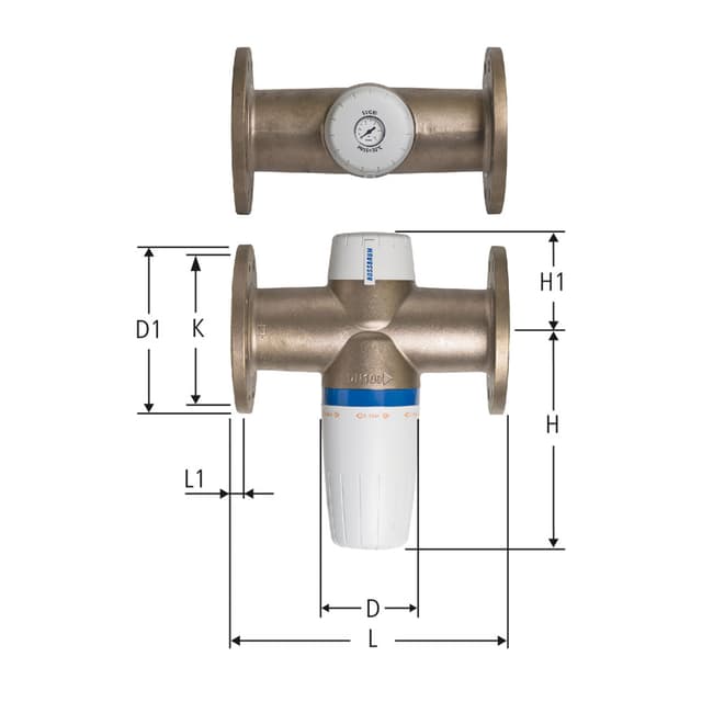 Druckreduzierventil PN 16, inkl. Manometer und mit Flanschen