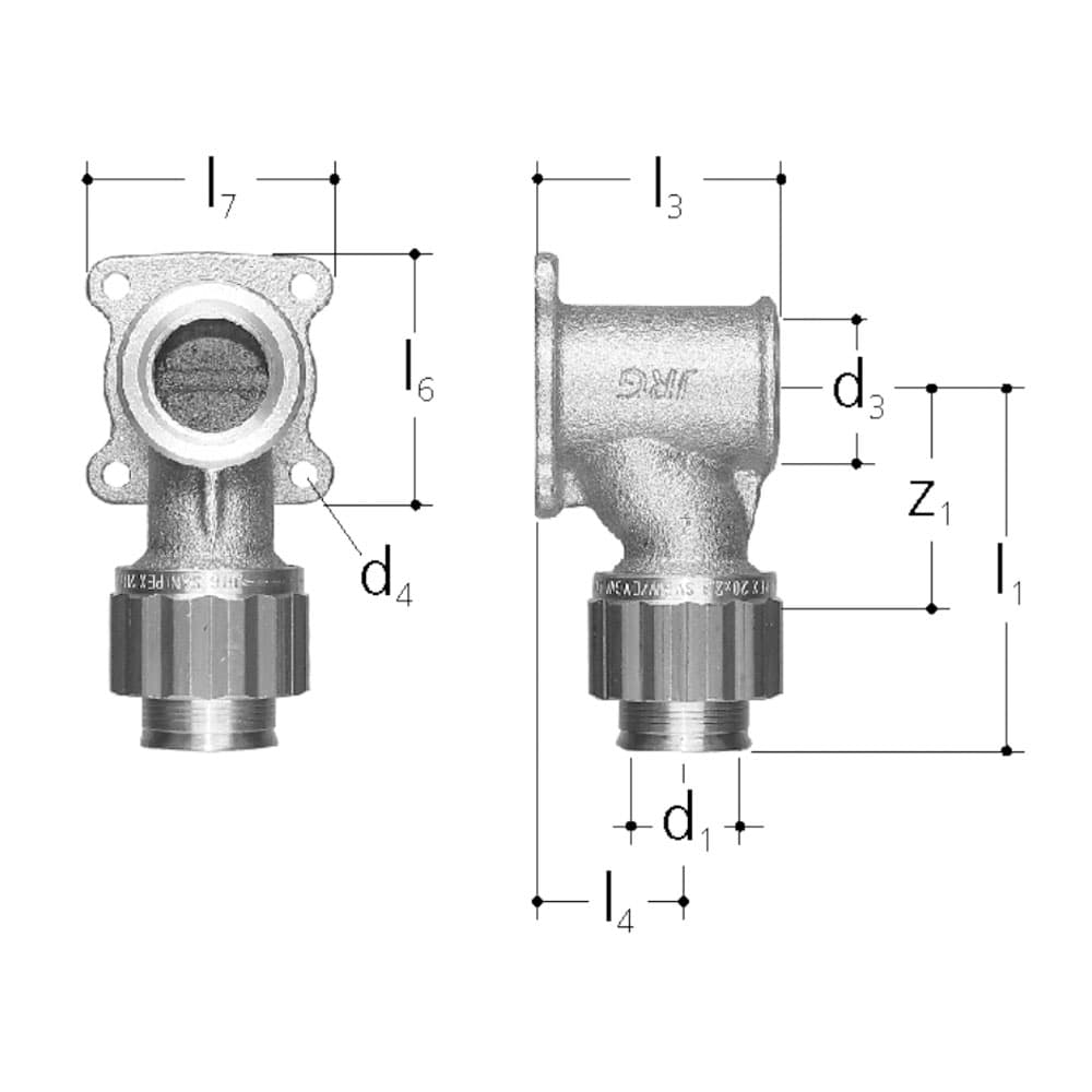 Winkel mit Flansch roh
