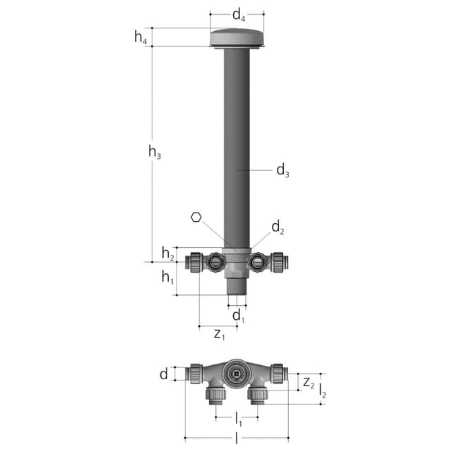 UP-Verteilventil 4-fach, Eingang hinten