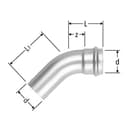 Optipress-Inox-Bogen 45°