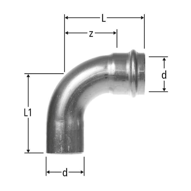 Optipress-Inox-Bogen 90°