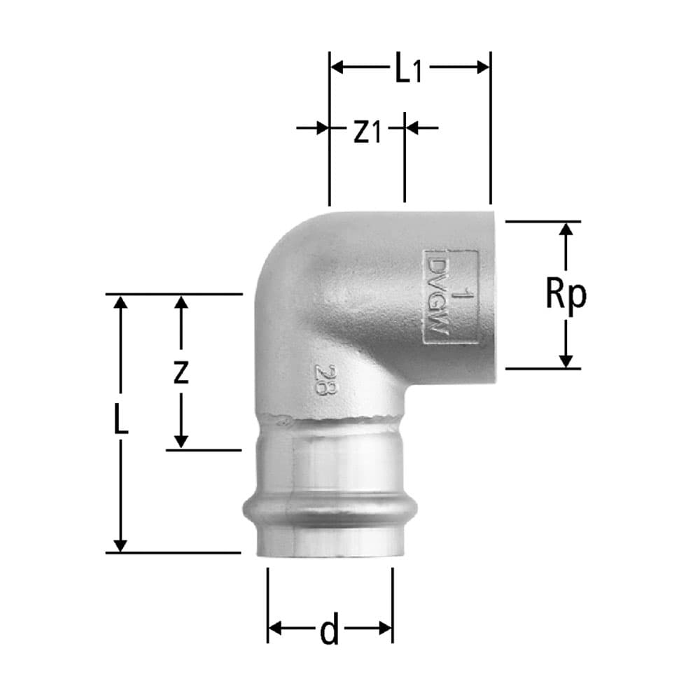 Optipress-Inox-Winkel 90°