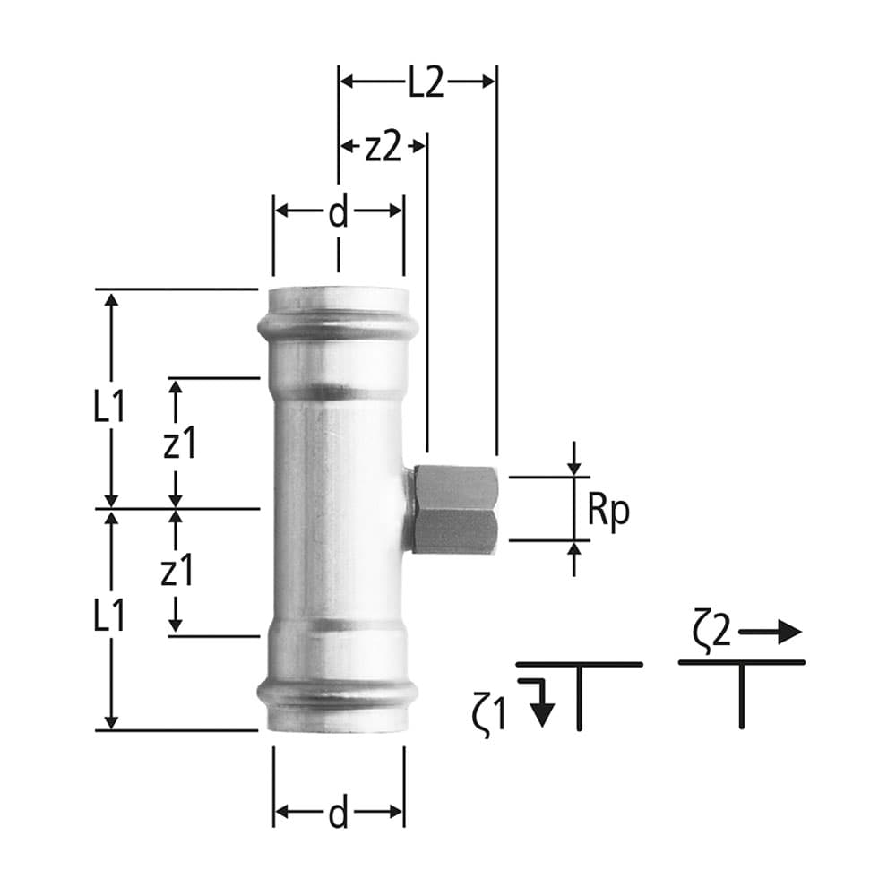 Optipress-Inox-T-Stück
