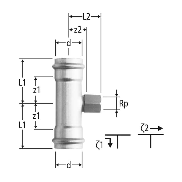 Optipress-Inox-T-Stück