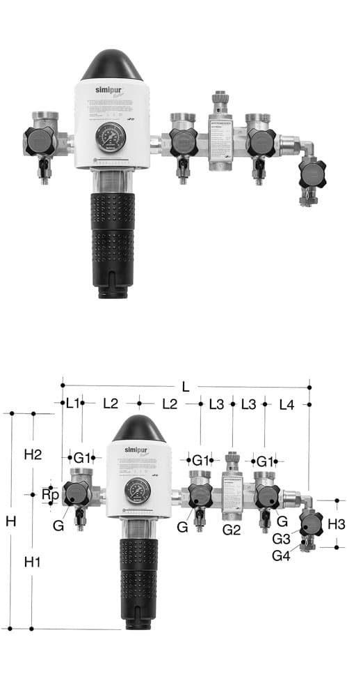 Verteilbatterie Simibloc Master PN16, rückspülbar