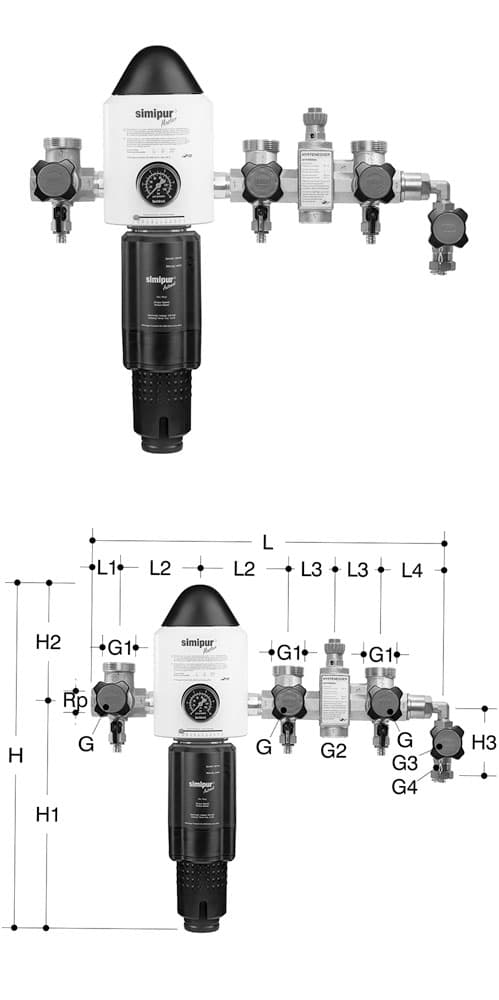Verteilbatterie Simibloc Master Automat PN16, rückspülbar