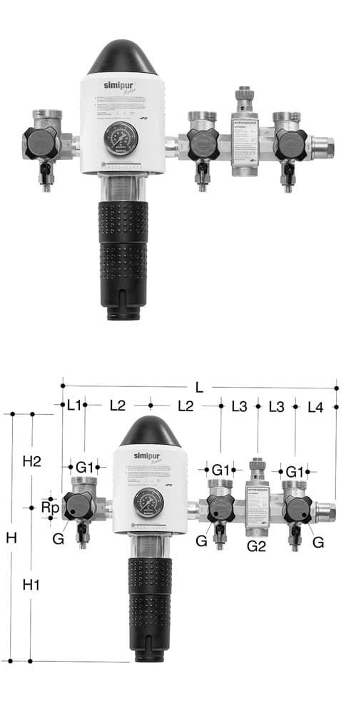 Verteilbatterie Simibloc Master PN16, rückspülbar