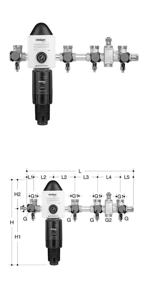 Verteilbatterie Simibloc Master Automat PN16, rückspülbar