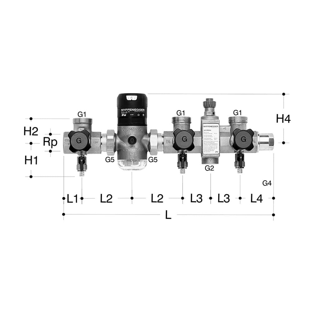 Verteilbatterie Simibloc PN16 ohne Heizungsfüllventil