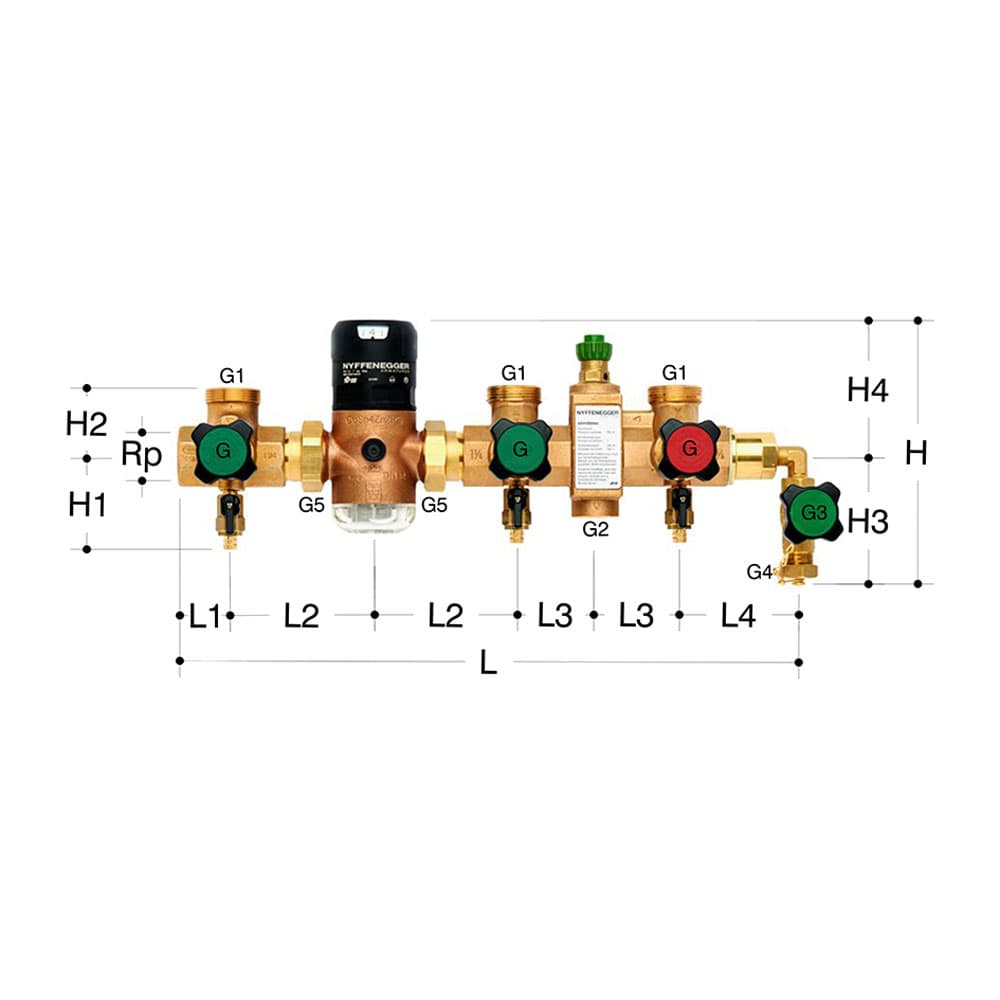 Verteilbatterie Simibloc PN16 mit Heizungsfüllventil